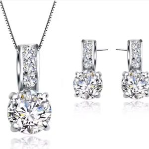 925 Sterling Silver Color Bridal Jewelry Set